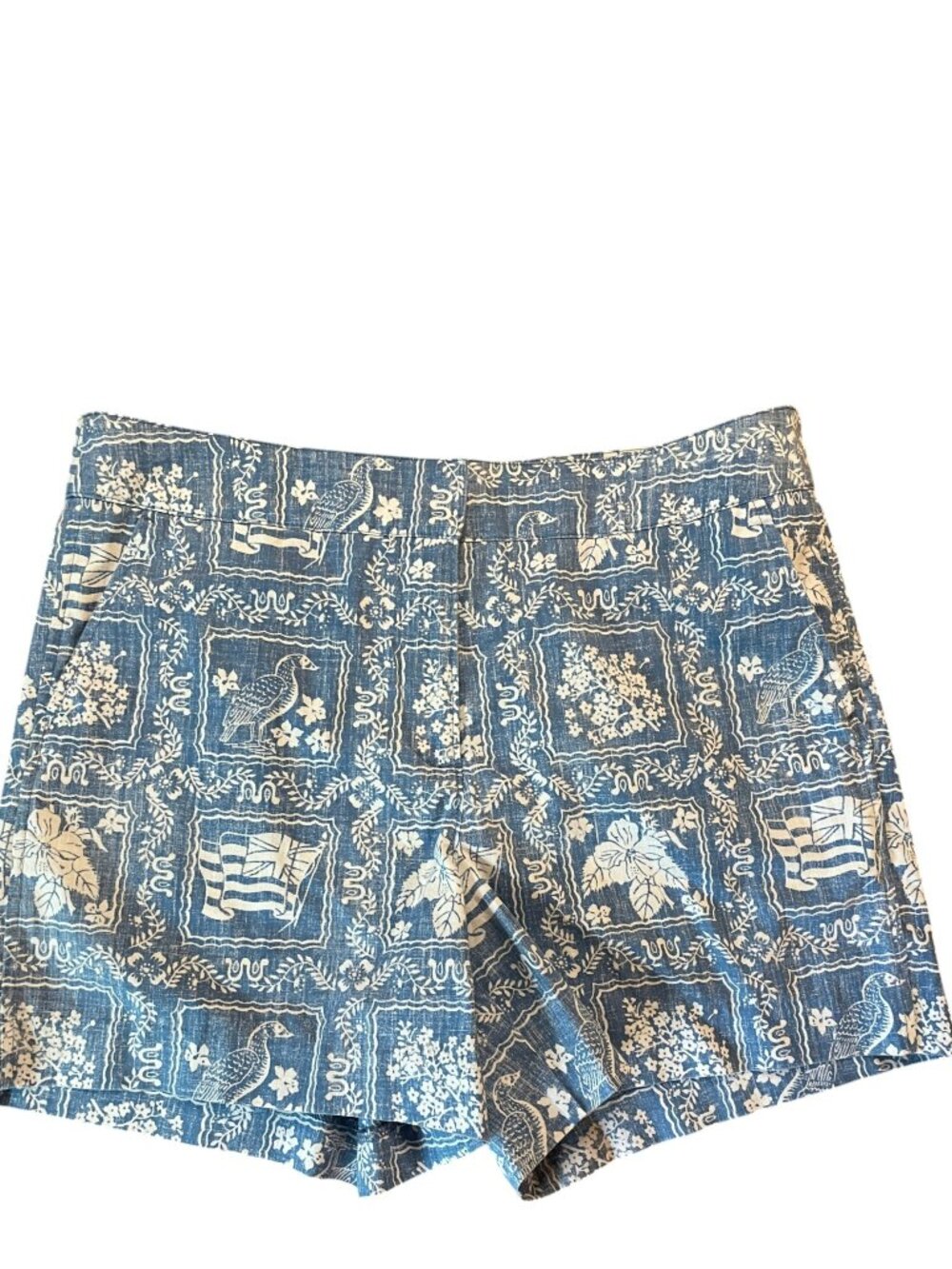 Reyn Spooner Lahaina Sailor Print Shorts Denim Blue White Women's 4